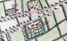 De Veldmolen op een detail van de Ferrariskaart, +/- 1771