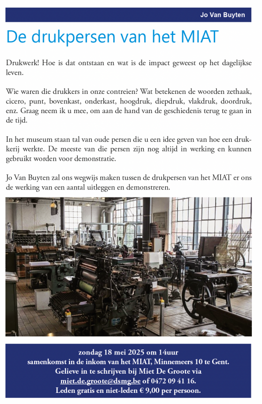 De drukpersen van het Miat