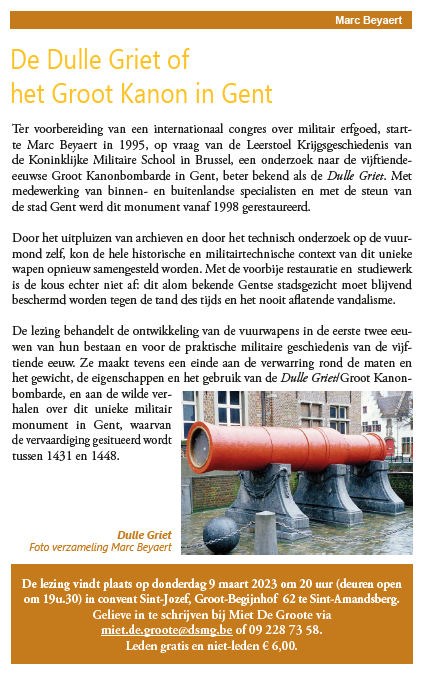 Lezing door Marc Beyaert over De Dulle Griet of het Groot Kanon in Gent