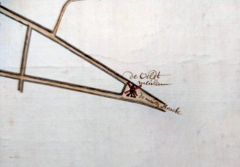 De Veldtmolen op de kaart Benthuys, 1748