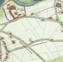 Molen op de kaart Van Denver periode 1545-1575 op dezelfde lokatie